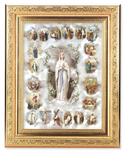 20 Mysteries of the Rosary 6x8 Print Under Glass - #162 Frame