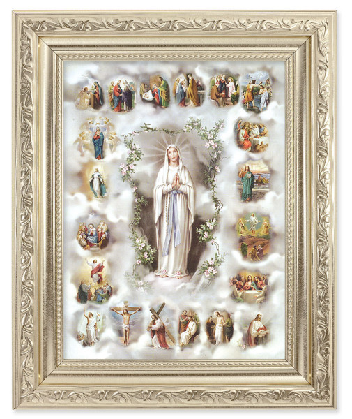 20 Mysteries of the Rosary 6x8 Print Under Glass - #163 Frame