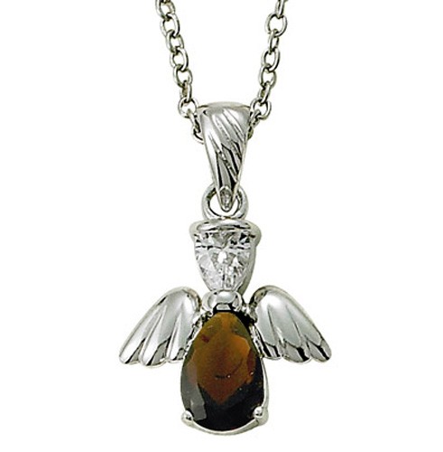 Angel Wing Birthstone Necklace - Garnet