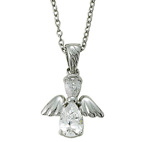 Angel Wing Birthstone Necklace - Crystal