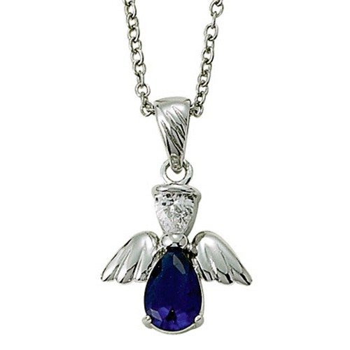 Angel Wing Birthstone Necklace - Sapphire