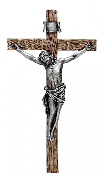 Antiqued Silver Crucifix - 20&quot;H - Silver-tone