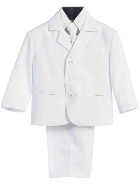 Boy's 5 Piece White Suit - White
