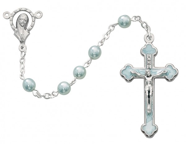 Boy's Blue Enamel Rosary 5mm - Blue