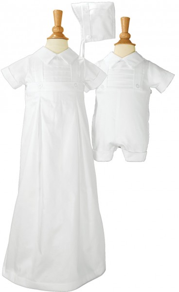 Boys Cotton Convertible Christening Set - White