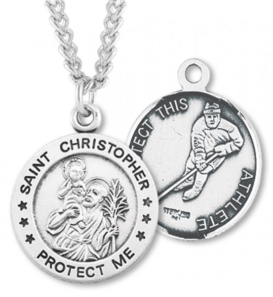 Men's St. Christopher Hockey Medal Sterling Silver - Sterling Silver