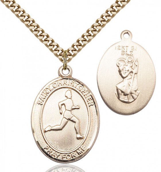 Men's St. Christopher Track and Field Medal - 14KT Gold Filled