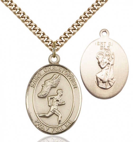 Men's St. Christopher Track and Field Medal - 14KT Gold Filled