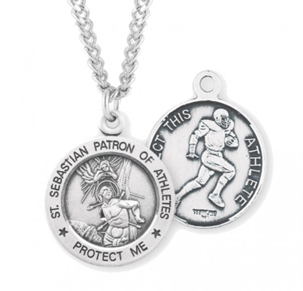 Men's St. Sebastian Football Medal Sterling Silver - Sterling Silver
