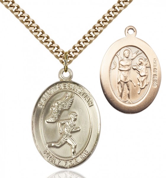 Men's St. Sebastian Track &amp; Field Medal - 14KT Gold Filled