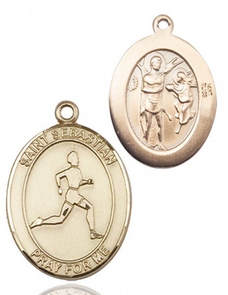 Men's St. Sebastian Track and Field Medal - 14K Solid Gold