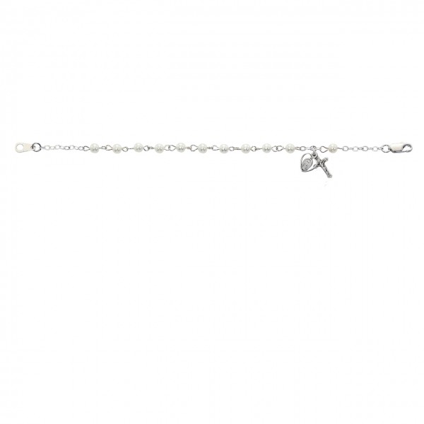 Bracelet with Glass Pearl Beads - Sterling Silver