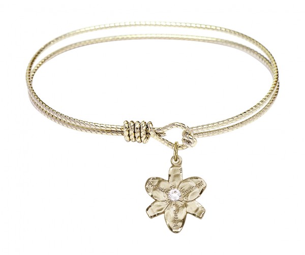 Cable Bangle Bracelet with a Chastity Charm - Crystal