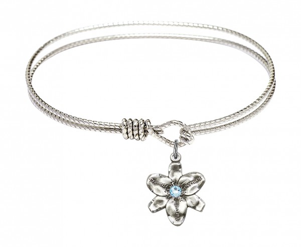 Cable Bangle Bracelet with a Chastity Charm - Aqua