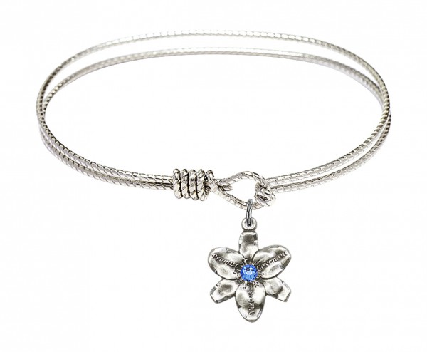 Cable Bangle Bracelet with a Chastity Charm - Sapphire