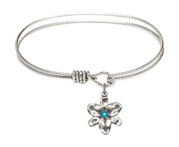 Cable Bangle Bracelet with a Chastity Charm - Zircon