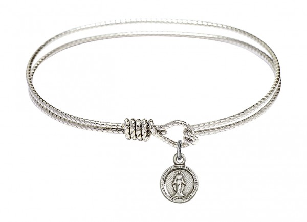 Cable Bangle Bracelet with a Miraculous Charm - Silver