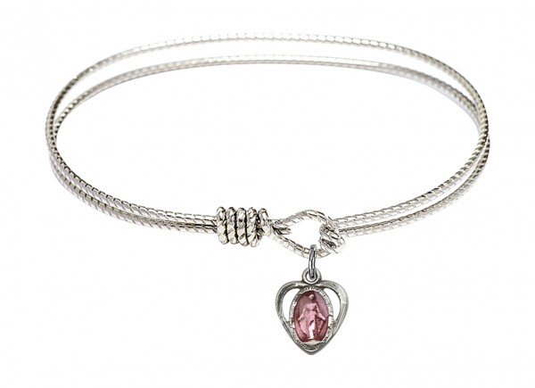 Cable Bangle Bracelet with a Miraculous Charm - Silver