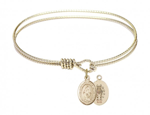 Cable Bangle Bracelet with a Miraculous Charm - Gold