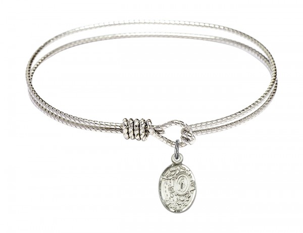 Cable Bangle Bracelet with a Miraculous Charm - Silver
