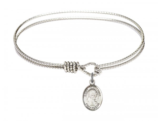 Cable Bangle Bracelet with a Saint Apollonia Charm - Silver
