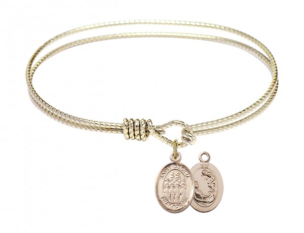 Cable Bangle Bracelet with a Saint Cecilia Choir Charm - Gold