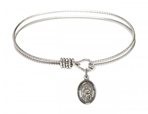 Cable Bangle Bracelet with a Saint Deborah Charm - Silver