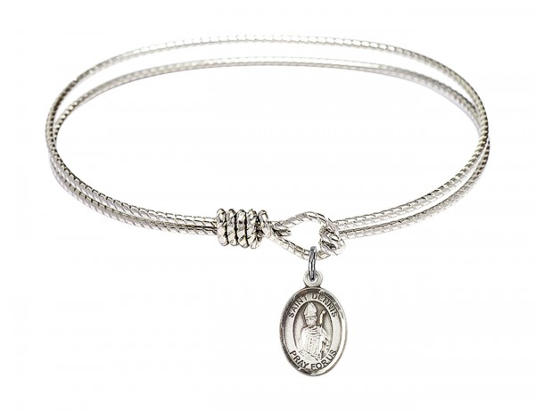 Cable Bangle Bracelet with a Saint Dennis Charm - Silver