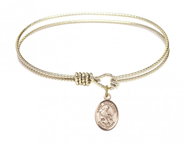 Cable Bangle Bracelet with a Saint Eustachius Charm - Gold