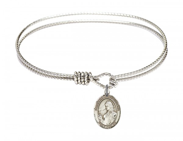 Cable Bangle Bracelet with a Saint Finnian of Clonard Charm - Silver
