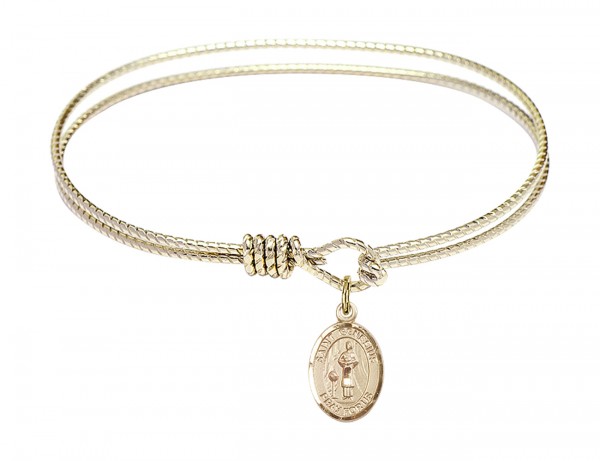 Cable Bangle Bracelet with a Saint Genesius of Rome Charm - Gold