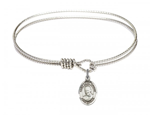 Cable Bangle Bracelet with a Saint Luigi Orione Charm - Silver