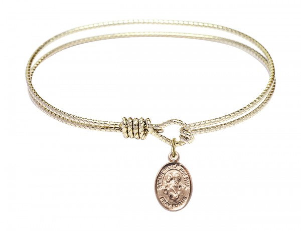 Cable Bangle Bracelet with a Sts. Peter &amp; Paul Charm - Gold