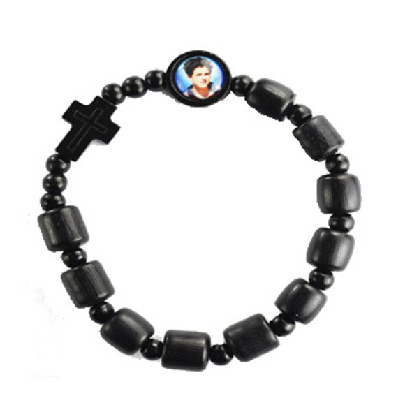 Carlo Acutis Black Wood Rosary Bracelet - Black