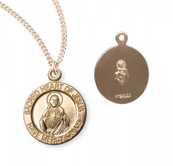 Charm Size Sacred Heart of Jesus Necklace - Gold Plated