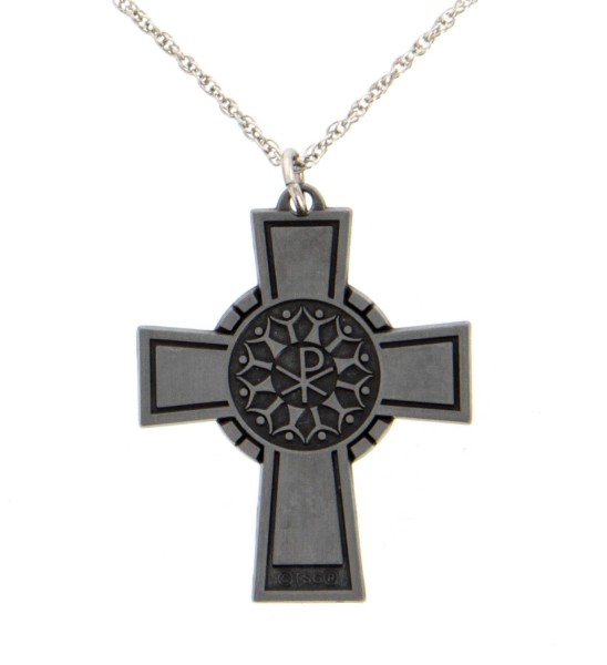 Chi Rho Cross Pendant - Silver