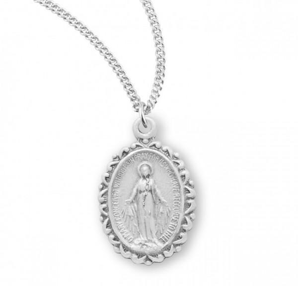 Child Size Fleur De Lis Border Miraculous Medal - Sterling Silver