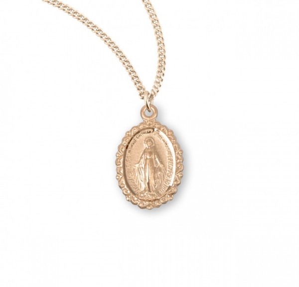 Child Size Fleur De Lis Border Miraculous Medal - Gold Plated