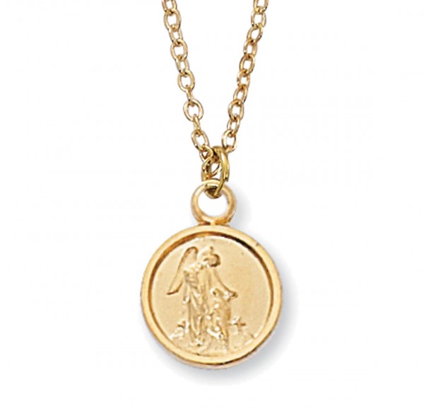 Child Size Guardian Angel Goldtone Medal - Gold Tone