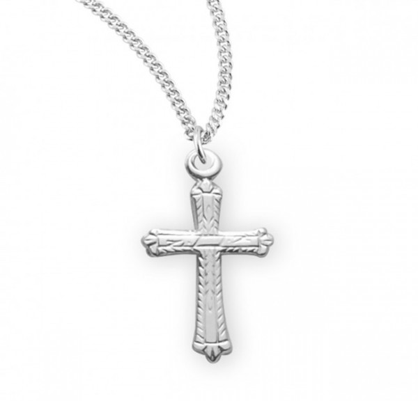 Child's Cross Necklace Wheat Stalk Accents - Sterling Silver
