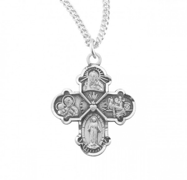Child's Four Way Pendant with 16 Inch Chain - Sterling Silver