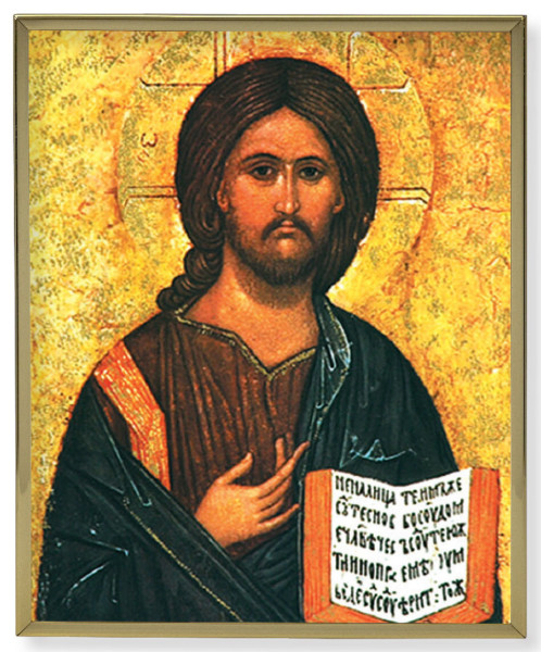 Christ the All Knowing 8x10 Gold Trim Plaque - Full Color