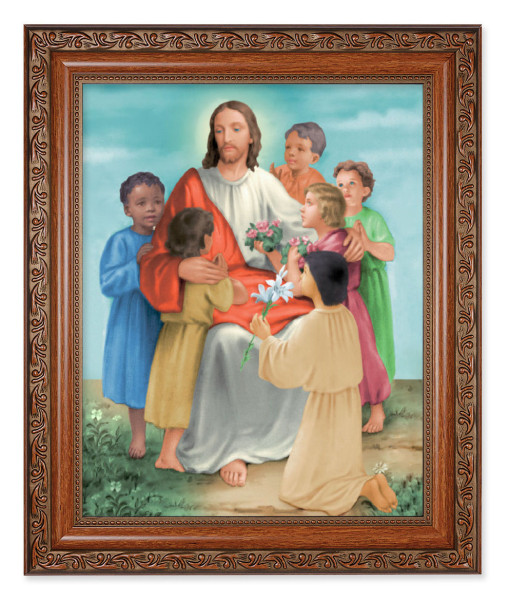Christ with Children 8x10 Framed Print Under Glass - #161 Frame