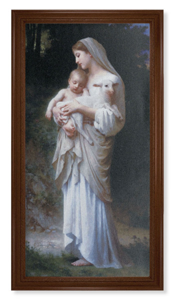 Church Size Divine Innocence Walnut Finish Framed Art - Textured Artboard