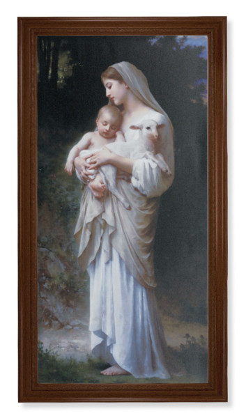 Church Size Divine Innocence Walnut Finish Framed Art - Stretched Canvas