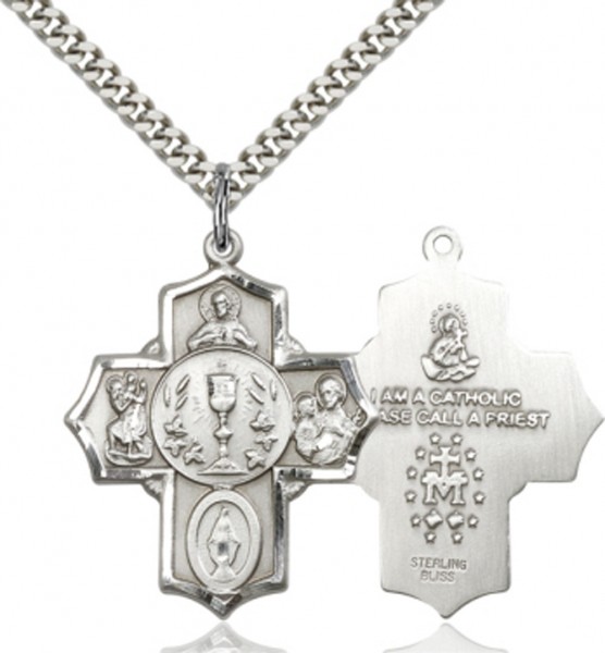 Boy's or Men's Communion 5-Way Pendant - Sterling Silver