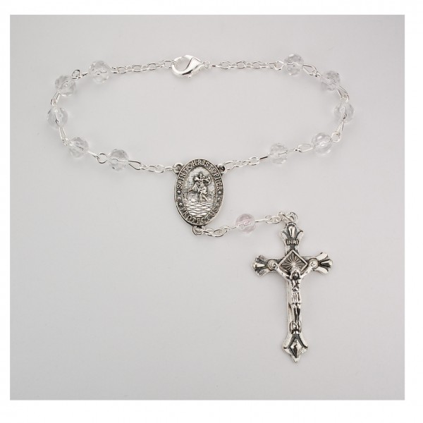 Crystal Auto Rosary - April Birthstone - Crystal