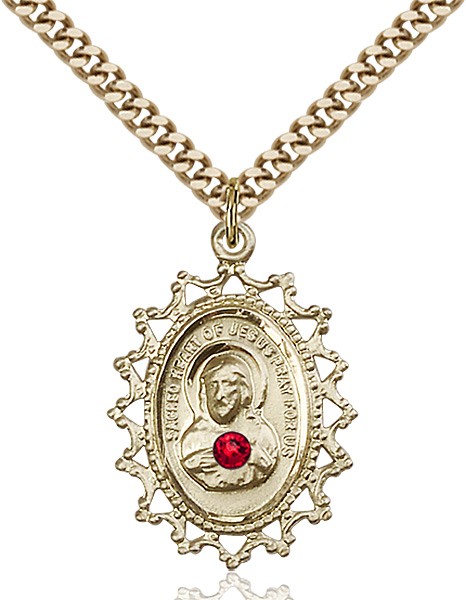 Cut-Out Scapular Pendant with Birthstone Options - 14KT Gold Filled