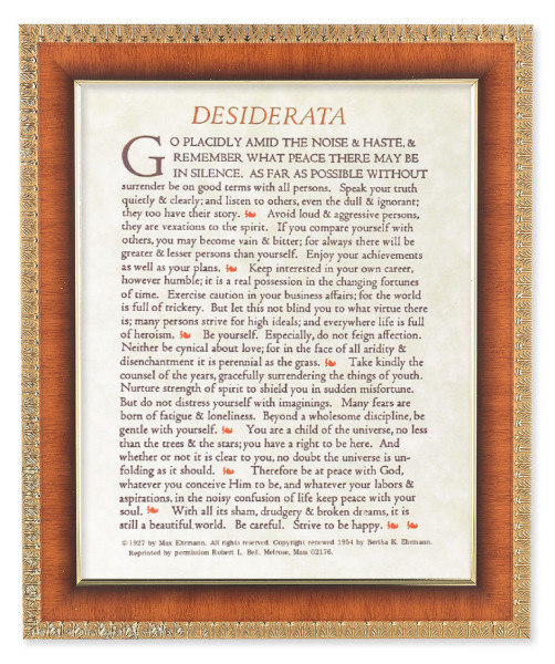 Desiderata Poem 8x10 Framed Print Under Glass - #122 Frame