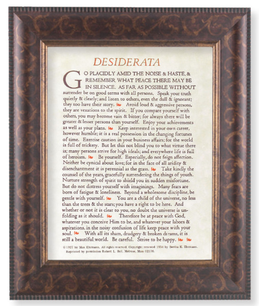 Desiderata Poem 8x10 Framed Print Under Glass - #124 Frame